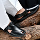 Black Round Charsadda Chappal - 702