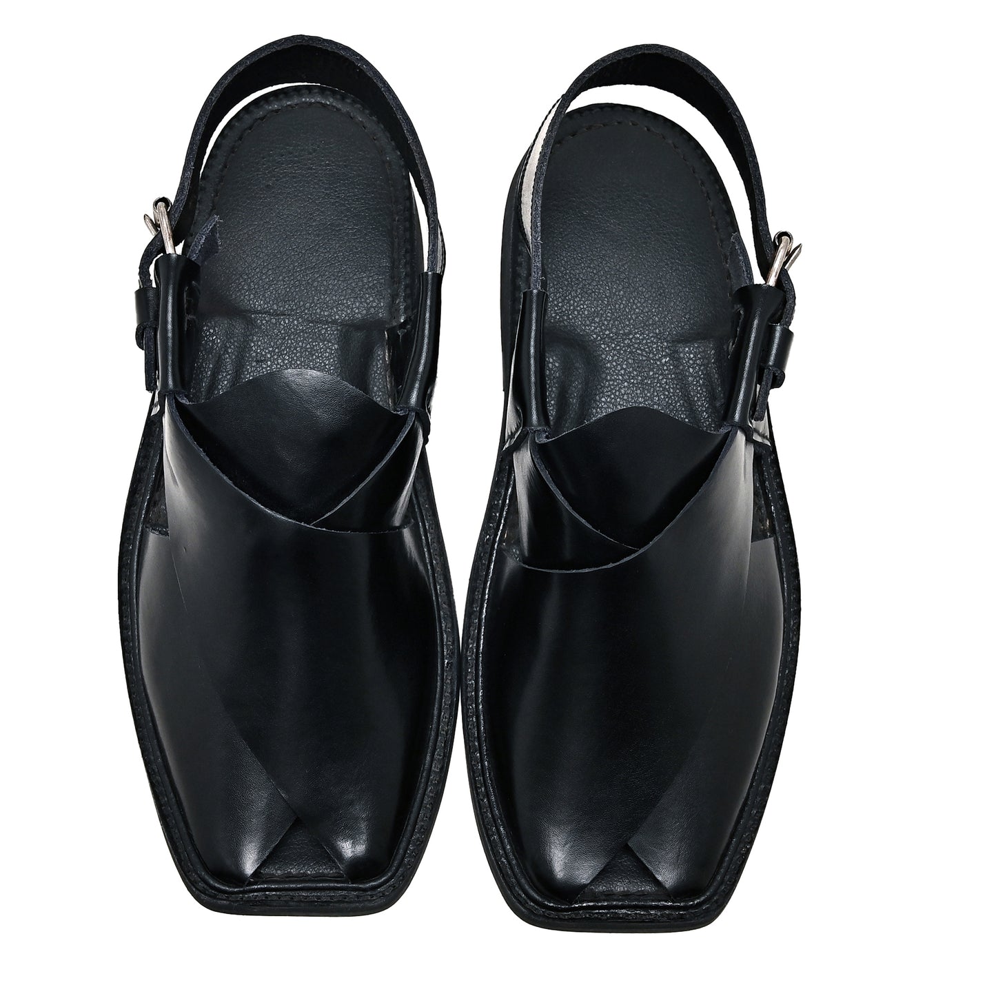 Black Round Charsadda Chappal - 702